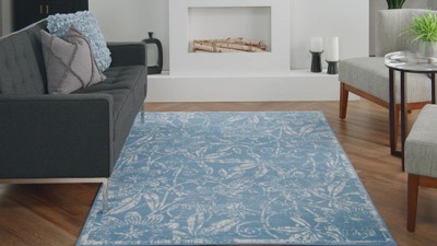 Pink Floral Synthetic Kids' Rectangular 5' x 7' Rug