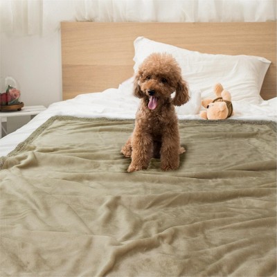 Medium Taupe Waterproof Sherpa Fleece Pet Blanket