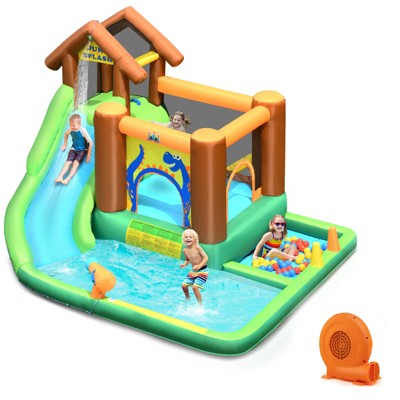 Infans Inflatable Water Slide Bounce House Climbing Wall Ball Pit with 750W Blower