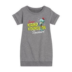 Girls' - SpongeBob SquarePants - Kamp Koral Kamp Kounselor Squidward Graphic Short Sleeve Fleece Dress - 1 of 4