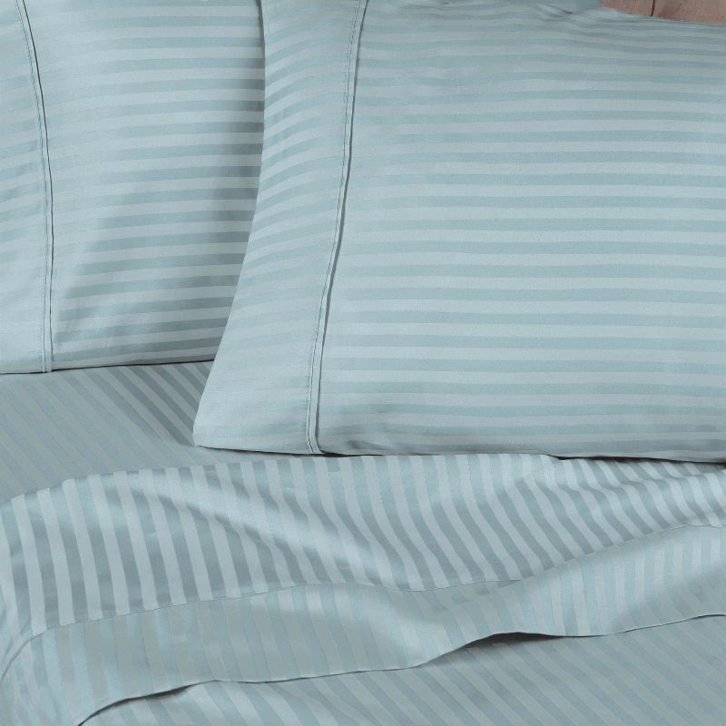 100% Premium Cotton 300 Thread Count Stripe Deep Pocket Luxury Bed Sheet Set by Blue Nile Mills, 3 of 8