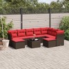 vidaXL 10 Piece Patio Sofa Set with Cushions Brown and Red Poly Rattan - With Table - 2 of 4
