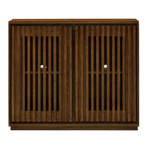 Gulches Mid Century Modern Fluted Sideboard - 2 Outlet Holes, Walnut Buffet Cabinet with Storage for Living Room, Entryway, Dining Room (39"W) - 1 of 4