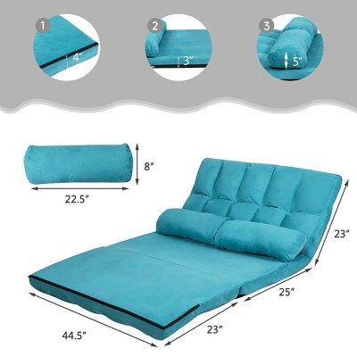 Costway Foldable Floor Sofa Bed 6-position Adjustable Lounge Couch With ...