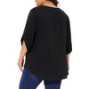 Agnes Orinda Women's Plus Size Swiss Dots Round Neck Petal Sleeve Casual Summer Blouse - 4 of 4