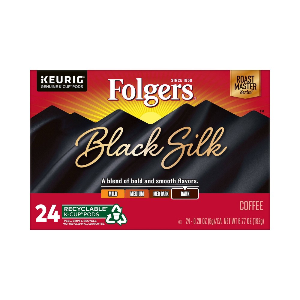 Folgers Black Silk K-Cup Coffee Pods, Dark Roast4 pack of , 24 Count For Keurig and K-Cup Compatible Brewers