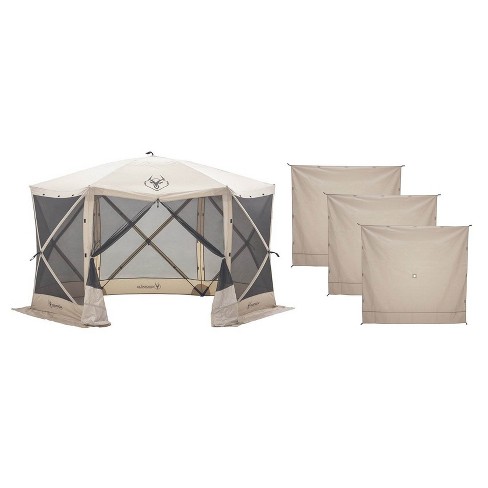 Gazelle G6 8 Person 6 Sided 124 Portable Gazebo Canopy Screen Tent With Three Uv Water Resistant Wind Panels Ground Stakes And Tie Down Ropes Target