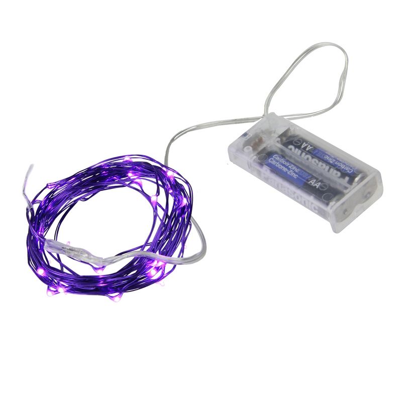 Northlight 30ct LED Battery Operated Christmas Fairy Lights Purple - 9.6' Purple Wire, 1 of 3