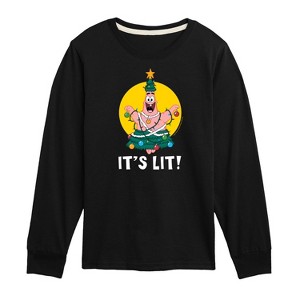 Boys' - SpongeBob SquarePants - Patrick It's Lit Long Sleeve Graphic T-Shirt - 1 of 4