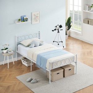 coucheta Metal Platform Bed with Headboard and Under-Bed Storage Space - 1 of 4