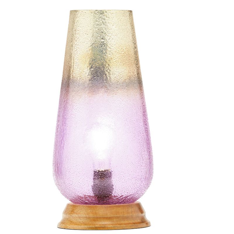 River of Goods 14.5&#34; 1-Light Durand Glass and Wood Accent Lamp Purple, 1 of 10