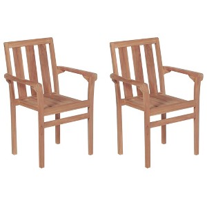 vidaXL Stackable Patio Chairs 2 pcs Solid Teak Wood - 1 of 4