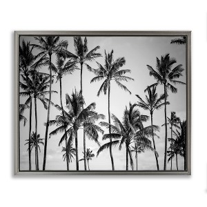Stupell Industries Black & White Palm Trees Skyline Floating Frame Canvas Art - 1 of 4