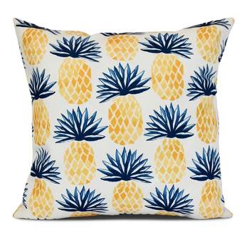 16"x16" Printed Spiked Pineapples Square Throw Pillow Blue - e by design