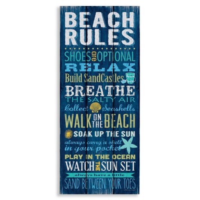 Stupell Industries Blue Planked Beach Rules Sign, 20" x 48"