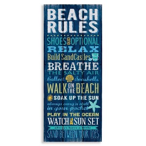 Stupell Industries Blue Planked Beach Rules Sign, 20" x 48" - 1 of 4