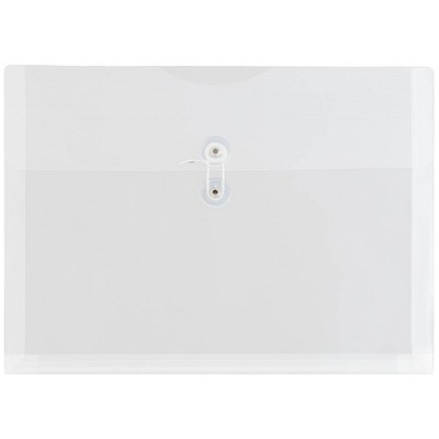 JAM Paper 12pk Plastic Envelopes with Button & String Tie Closure - Letter Booklet - 9 3/4 x 13 - Clear