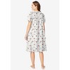 Dreams & Co. Plus Size Short Floral Print Cotton Gown - 3 of 4