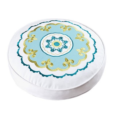 C&F Home 16" x 16" Delilah Blue Round Embroidered Pillow