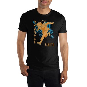Mens Black Naruto Anime Cartoon Short Sleeve Graphic Tee - 1 of 2