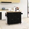HOMCOM Kitchen Island on Wheels, Rolling Cart with Rubber Wood Top, Spice Rack, Towel Rack & Drawers for Dining Room - 2 of 4