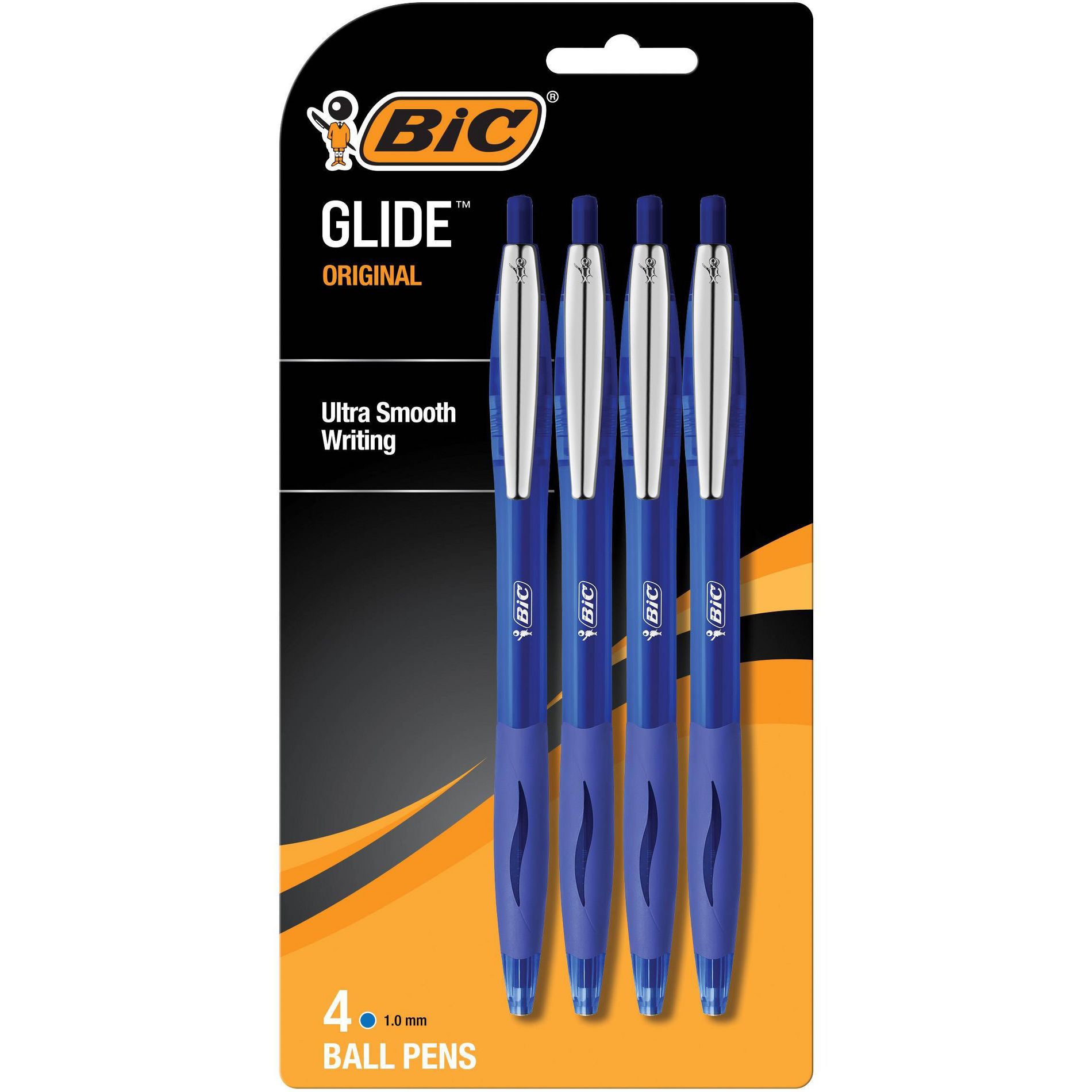 BIC 4pk Glide Original Medium Point 1.0mm Blue: Back to School Supplies for Class & Beyond