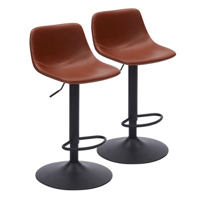 AZL1 Life Concept Dining Sets Adjustable Bar Stools Set of 2 with Back Support, Black Bracket for Kitchen Island, Brown, 16.9"*14.2"*33.8"