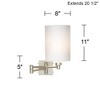 Possini Euro Design Modern Swing Arm Wall Lamps Set of 2 Brushed Nickel Plug-In Light Fixture Cylinder Shade for Bedroom Bedside - 3 of 3