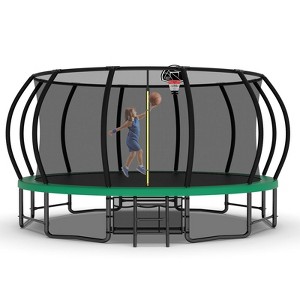 Okak 16FT Pumpkin Trampolines with Curved Poles, Outdoor Trampoline with Anti-Rust Coating, ASTM Approval Rebounder for Kids and Adults - 1 of 4