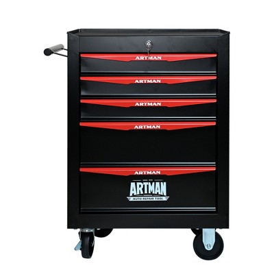 Maggift 5-Drawer RollingTool Boxes with Keyed Locking System, Ball Bearing Drawer Slides, Steel Tool Storage Box for Office, Red, 20.9"*13"*30.5"