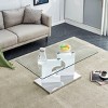 GlasFlength Coffee Tables Modern Rectangular Table Clear Glass Top Wood Style Legs Artistic Design For Living Room Decor, White, 47.2"*25.5"*18" - 2 of 4