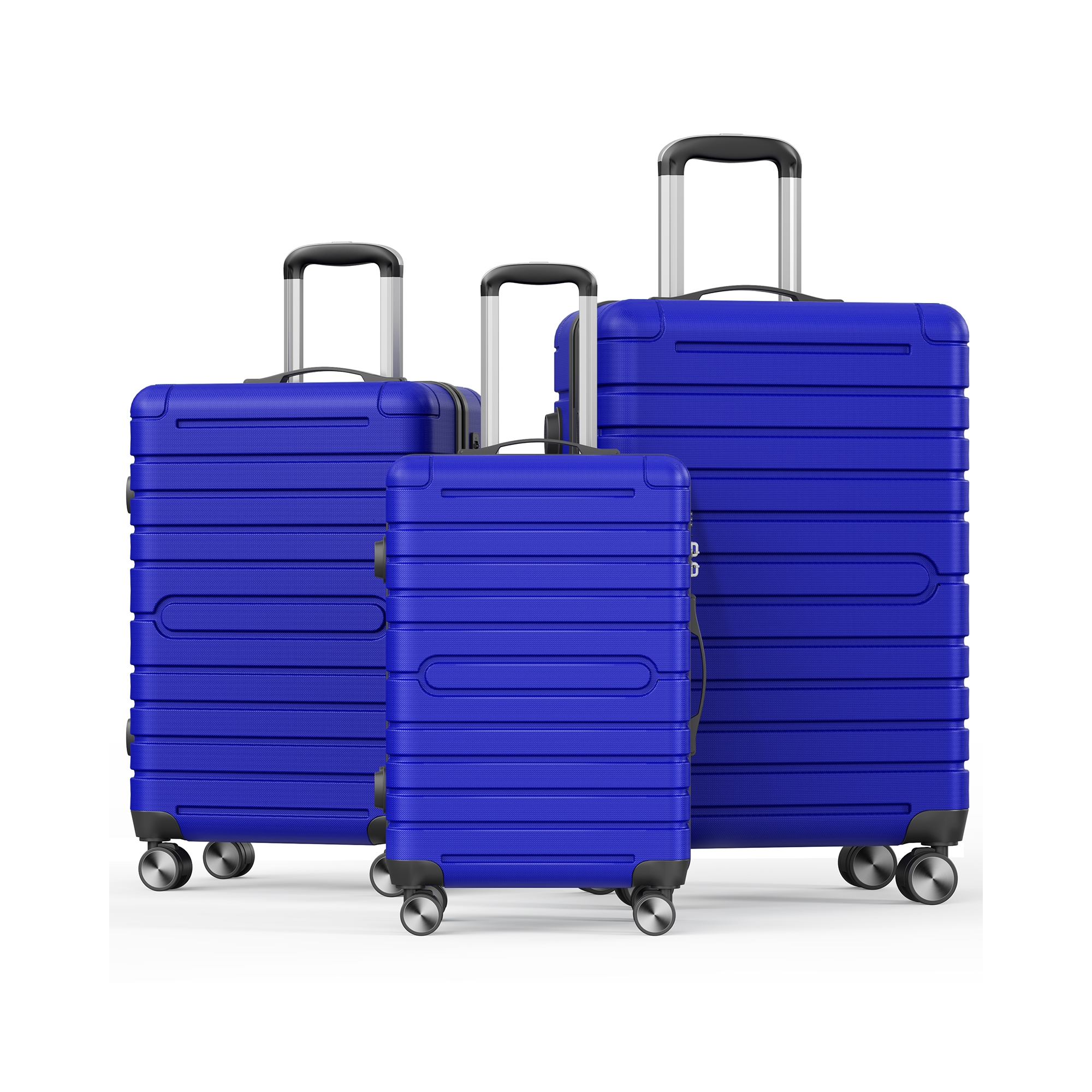 SUGIFT 3-Piece Hardshell Luggage Set Spinner Wheels TSA Lock YKK Zipper Lightweight Durable ABS+PC Hard Shell Carry On Checked Travel Suitcase, Blue