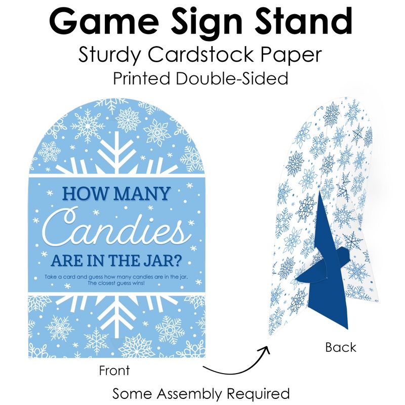 Big Dot of Happiness Blue Snowflakes - How Many Candies Winter Holiday Party Game - 1 Stand and 40 Cards - Candy Guessing Game, 5 of 8