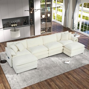 DOMETOUE Modular Sectional Sofa, Oversized Deep Seat U Shaped Couch Set for Living Room, 4-Seater Chenille Cloud Couches with 2 Movable Ottomans - 1 of 4