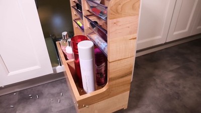 Maple Wood L-Shaped Vanity Cabinet Organizer with Soft-Close Slides