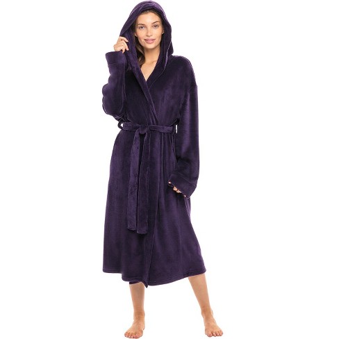 Women's Warm Winter Robe, Plush Fleece Full Length Long Hooded