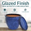 Sunnydaze Chalet UV- and Frost-Resistant Ceramic Planters with Drainage Holes and Saucers - 3 of 4
