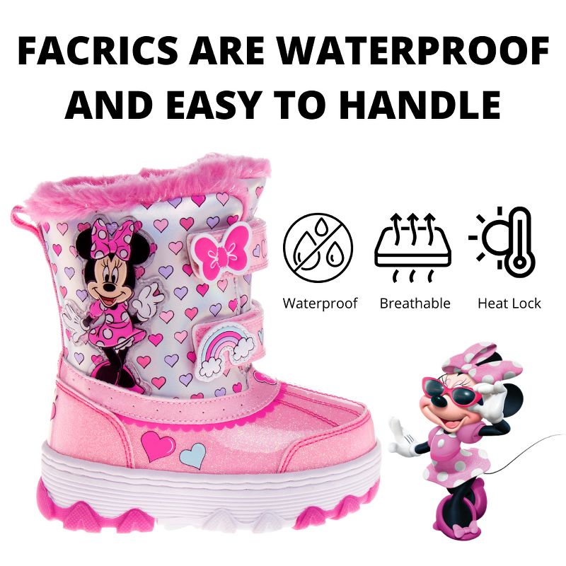 Josmo Kids Girls Minnie Mouse Boots, Water Resistant Snow Boots (Toddler/Little Kid), 4 of 8