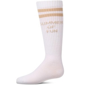 Memoi Girls Ribbed Cotton Blend Heart Patch Knee Sock - 1 of 4