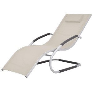 vidaXL Sun Lounger with Pillow Aluminum and Textilene Cream - 1 of 4
