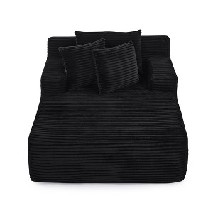 TiramisuBest Single Velvet Lounge Chair, No-Assembly Fluffy Modern Design for Indoor Living Room & Bedroom - Black - 1 of 4