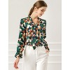 Allegra K Women's Floral Tie V Neck Chiffon Ruffle Trumpet Sleeve Blouse - 3 of 4