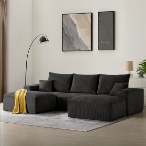 GYIIYUO 113" Boneless Sectional Cloud Couch Sofa Bed for Living Room, Modular Modern Lounge 3 Seater Couches with Chaise, No Assemble - 1 of 4