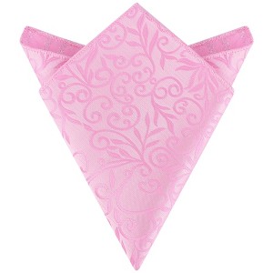 INSPIRE CHIC Men's Satin Leaf Embroidered Pocket Squares - 1 of 4