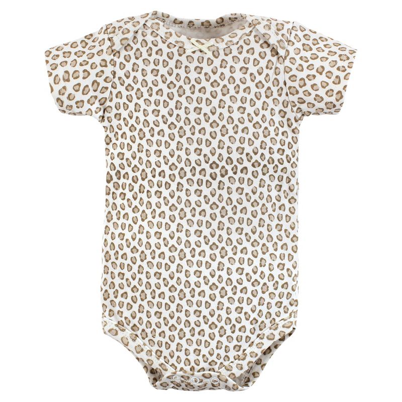 Hudson Baby Infant Girl Cotton Bodysuits, Blush Rose Leopard, 6 of 7