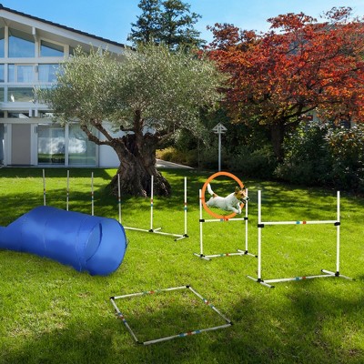 PawHut 5-Piece Blue Dog Agility Training Set with Tunnel