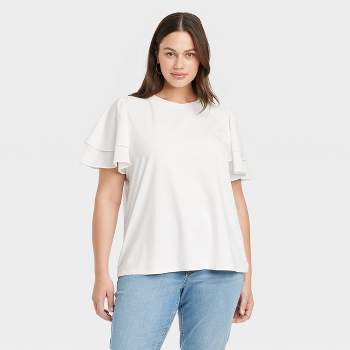Women's Short Sleeve V-neck T-shirt - Ava & Viv™ Green 3x : Target