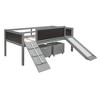 CAVINAS Twin Size Loft Bed with Storage Boxes & Blackboard & Slide,Wooden Bed Frame for Kids Room,Bedroom - 3 of 4