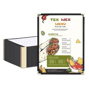 WeChef 30 Packs Restaurant Menu Covers 8.5 x 11" Single Page 1 Page 2 Views Black - 1 of 4