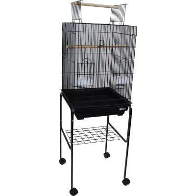 YML 5984 3/4 inches Bar Spacing Open Top Parrot Cage with Stand 18 inches x 18 x 56/Small Black